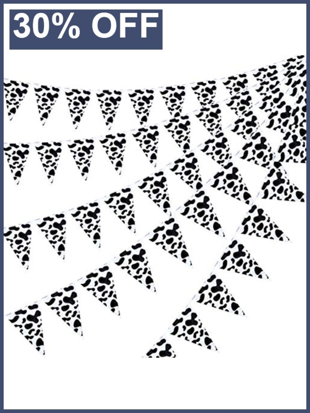 5 Pack Cow Print Pennant Banner Paper Party Decor 9.8 Ft